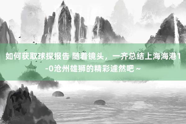 如何获取球探报告 随着镜头，一齐总结上海海港1-0沧州雄狮的精彩遽然吧～