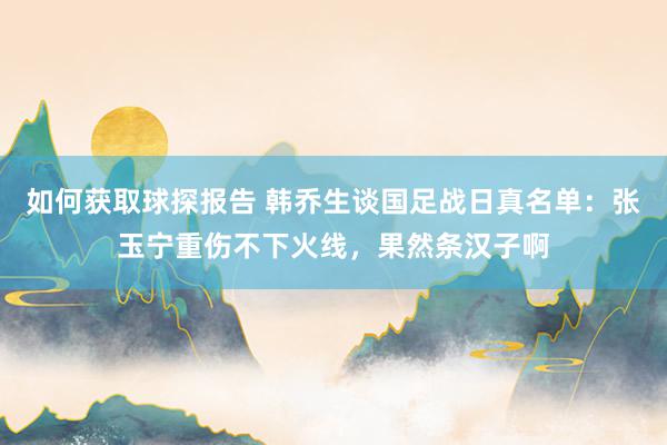 如何获取球探报告 韩乔生谈国足战日真名单：张玉宁重伤不下火线，果然条汉子啊