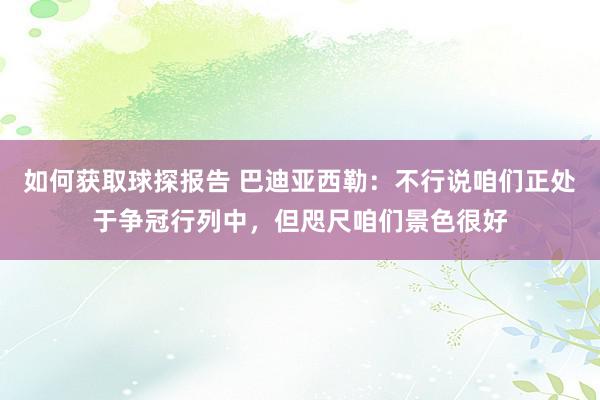 如何获取球探报告 巴迪亚西勒：不行说咱们正处于争冠行列中，但咫尺咱们景色很好