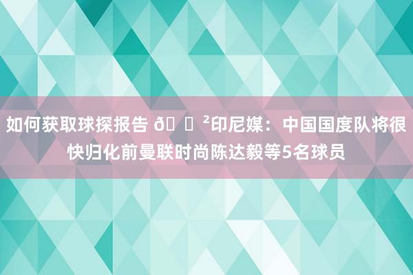 如何获取球探报告 😲印尼媒：中国国度队将很快归化前曼联时尚陈达毅等5名球员