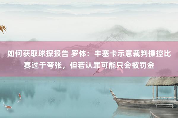 如何获取球探报告 罗体：丰塞卡示意裁判操控比赛过于夸张，但若认罪可能只会被罚金