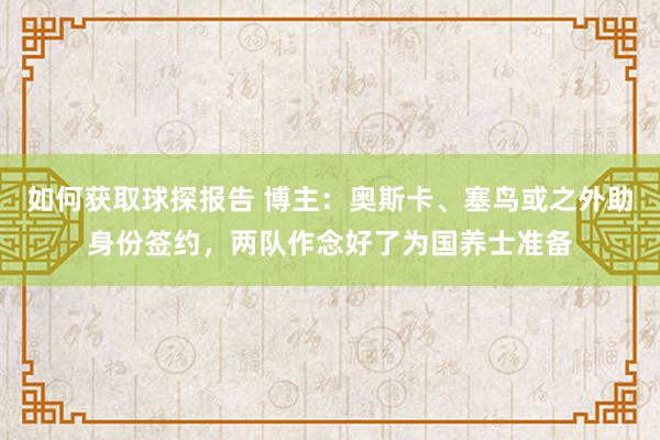 如何获取球探报告 博主：奥斯卡、塞鸟或之外助身份签约，两队作念好了为国养士准备