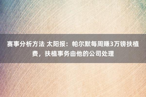 赛事分析方法 太阳报：帕尔默每周赚3万镑扶植费，扶植事务由他的公司处理