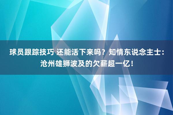 球员跟踪技巧 还能活下来吗？知情东说念主士：沧州雄狮波及的欠薪超一亿！