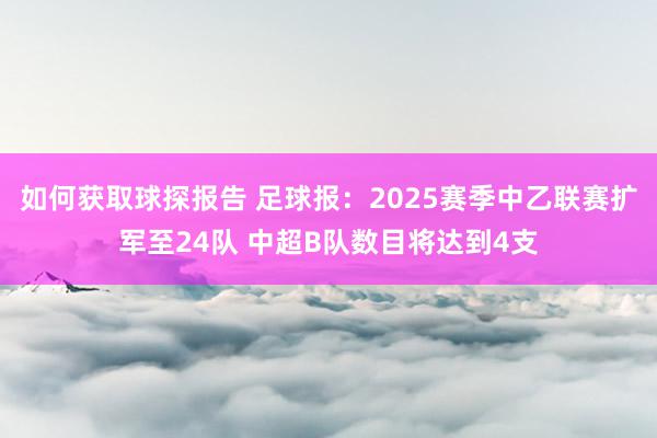 如何获取球探报告 足球报：2025赛季中乙联赛扩军至24队 中超B队数目将达到4支