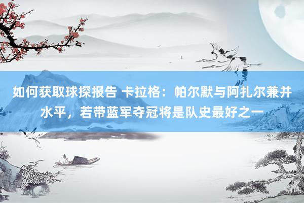 如何获取球探报告 卡拉格：帕尔默与阿扎尔兼并水平，若带蓝军夺冠将是队史最好之一