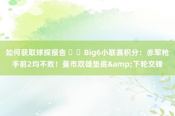 如何获取球探报告 ⚔️Big6小联赛积分：赤军枪手前2均不败！曼市双雄垫底&下轮交锋