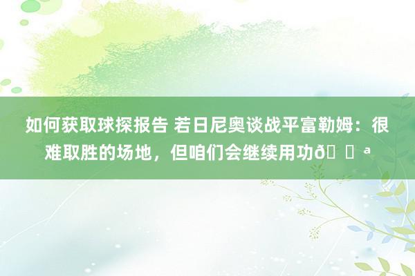 如何获取球探报告 若日尼奥谈战平富勒姆：很难取胜的场地，但咱们会继续用功💪