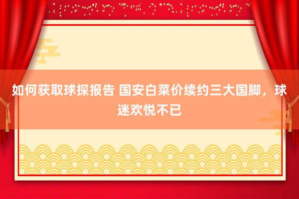 如何获取球探报告 国安白菜价续约三大国脚，球迷欢悦不已