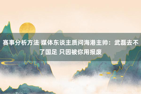 赛事分析方法 媒体东谈主质问海港主帅：武磊去不了国足 只因被你用报废