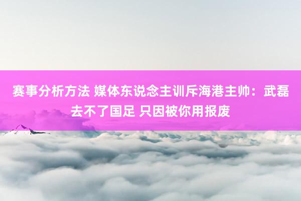 赛事分析方法 媒体东说念主训斥海港主帅：武磊去不了国足 只因被你用报废