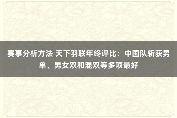 赛事分析方法 天下羽联年终评比：中国队斩获男单、男女双和混双等多项最好