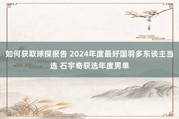 如何获取球探报告 2024年度最好国羽多东谈主当选 石宇奇获选年度男单