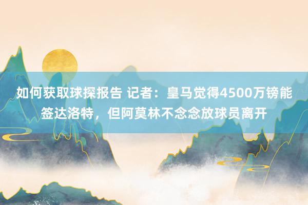 如何获取球探报告 记者：皇马觉得4500万镑能签达洛特，但阿莫林不念念放球员离开